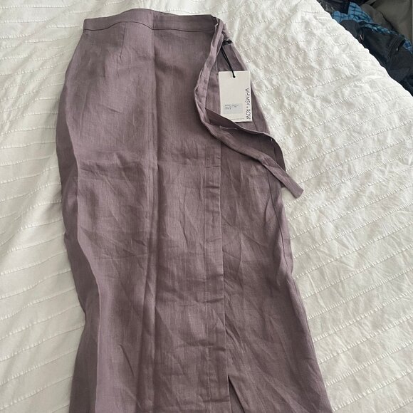 Whimsy + Row Valentino Linen Wrap Skirt Size Small - Picture 3 of 4